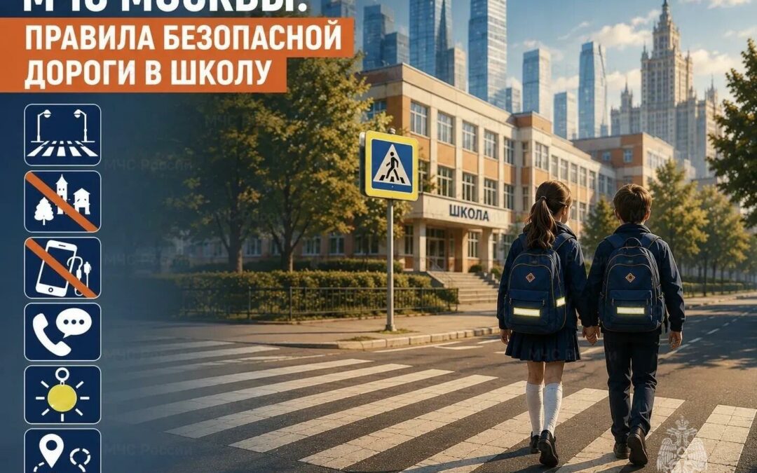 МЧС Москвы напоминает о правилах безопасности для школьников на пути в школу и обратно